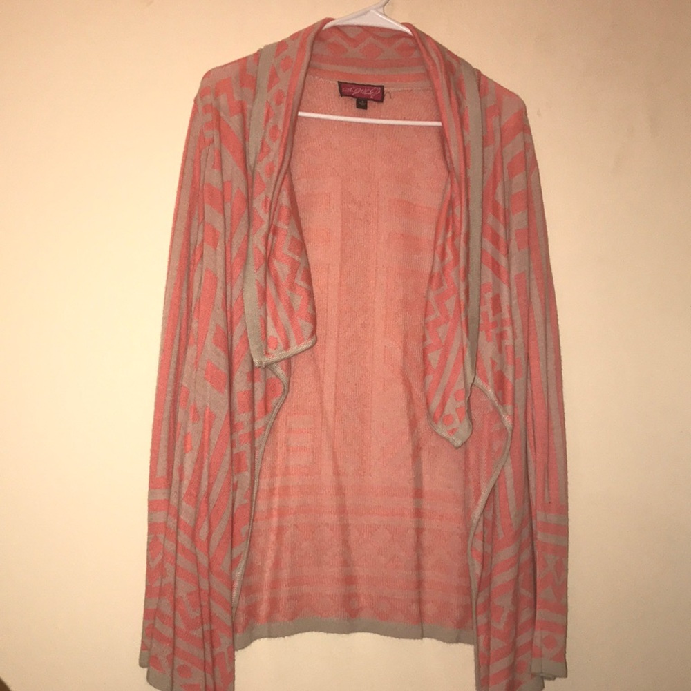 Coral & tan cardigan